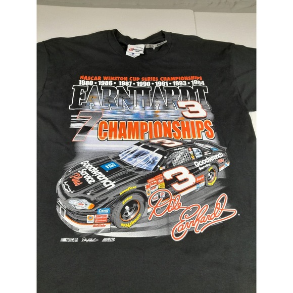 Vtg 90s Dale Earnhardt #3 T Shirt Tags NASCAR Cup Champ Single Stitch Sz L - Picture 1 of 12